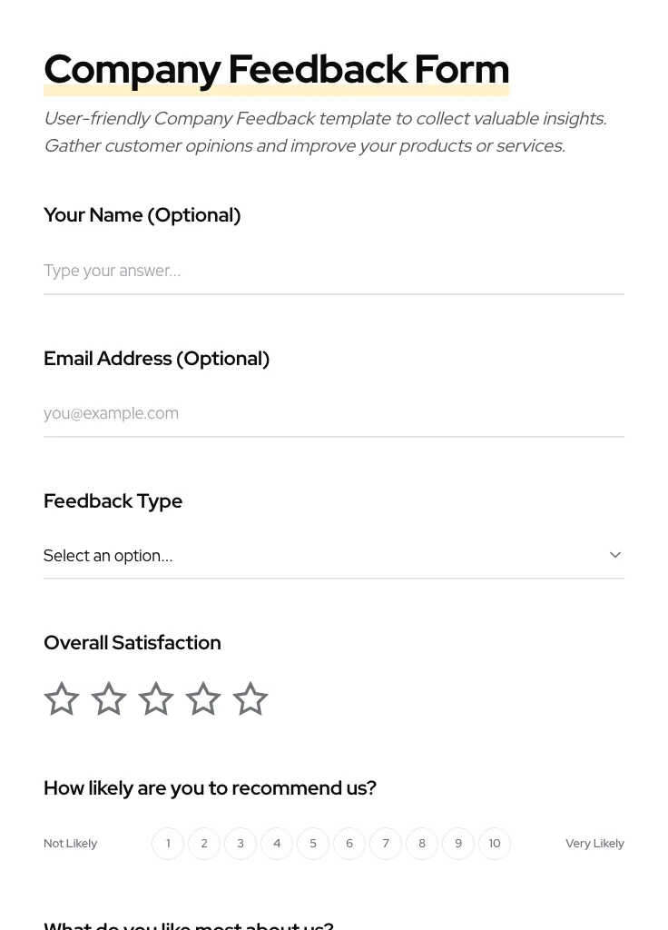 Company Feedback preview