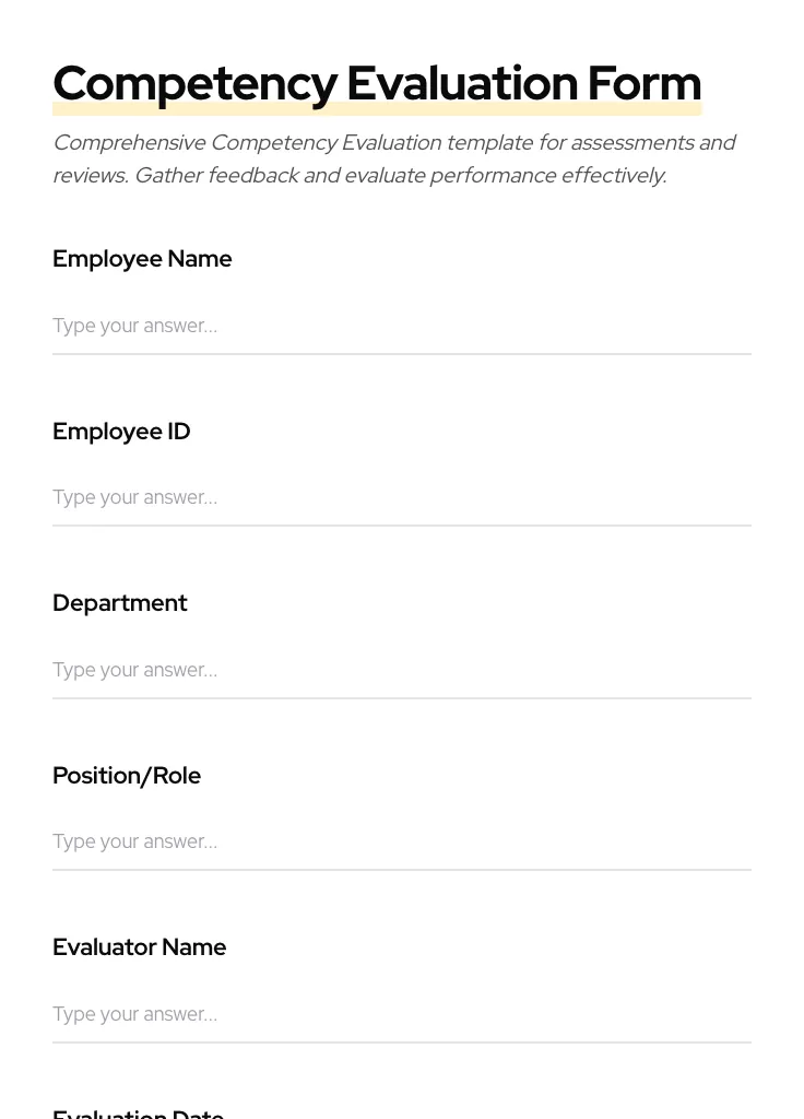Competency Evaluation preview