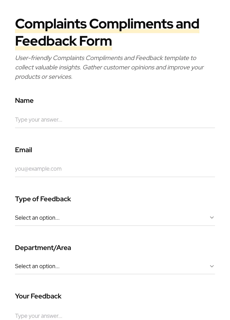 Complaints Compliments and Feedback preview