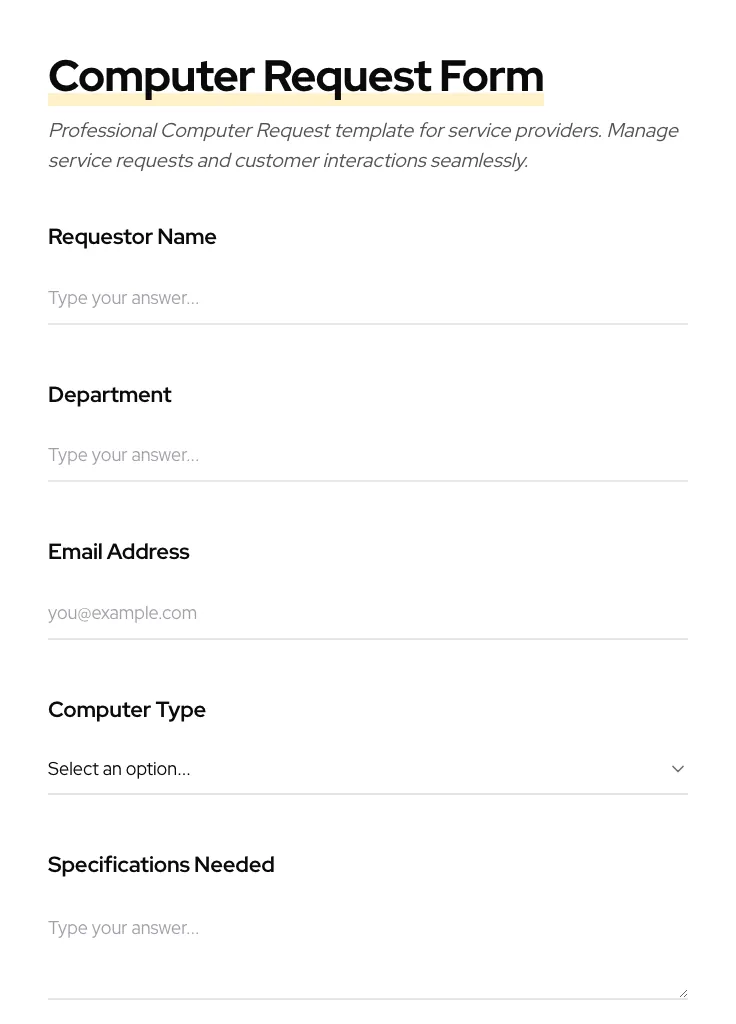 Computer Request preview