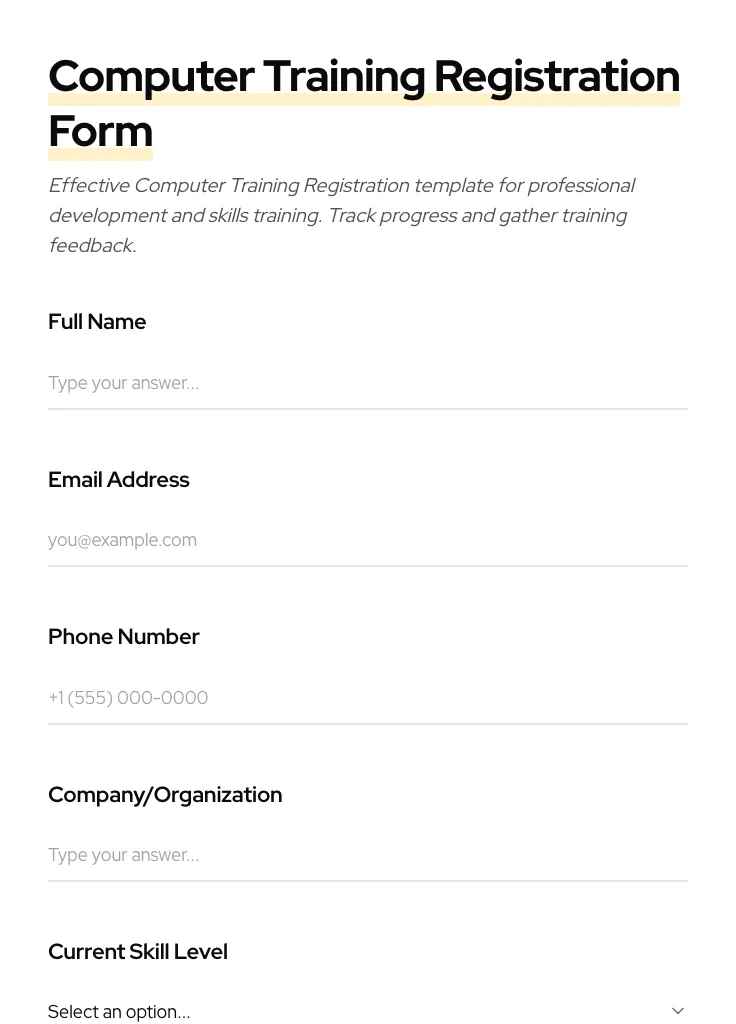Computer Training Registration preview