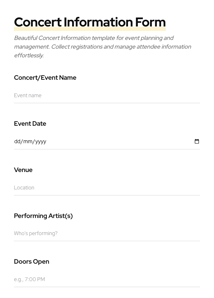 Concert Information preview