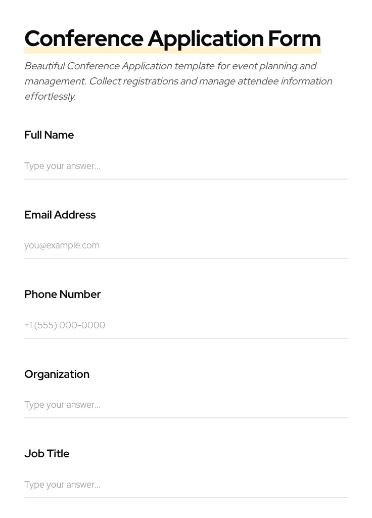 Conference Application preview
