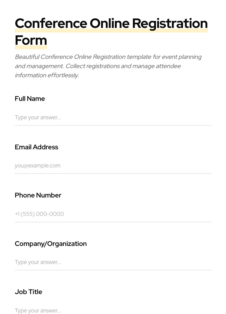 Conference Online Registration preview