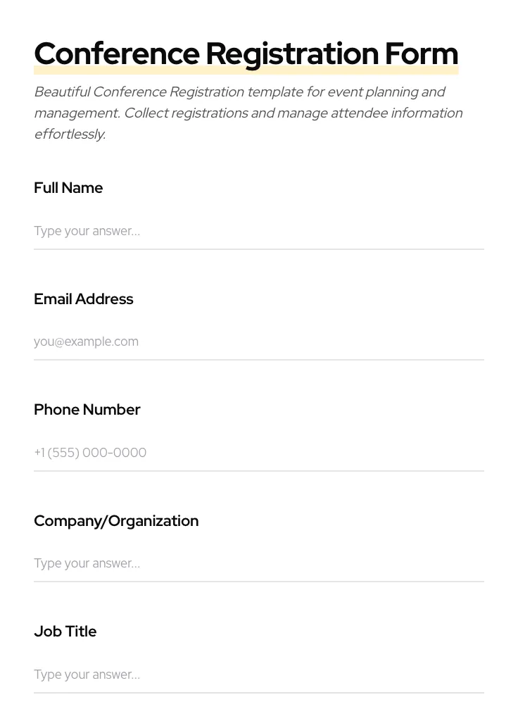 Conference Registration preview