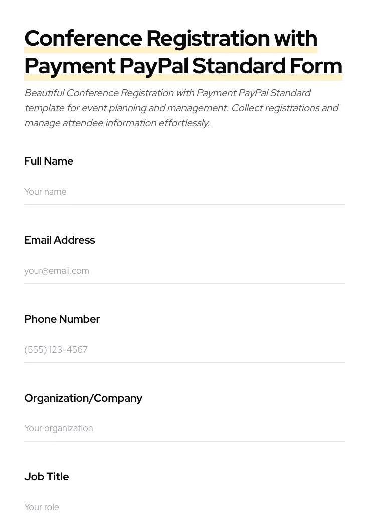 Conference Registration with Payment PayPal Standard preview