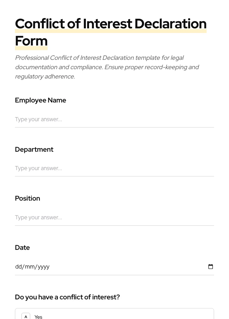 Conflict of Interest Declaration preview