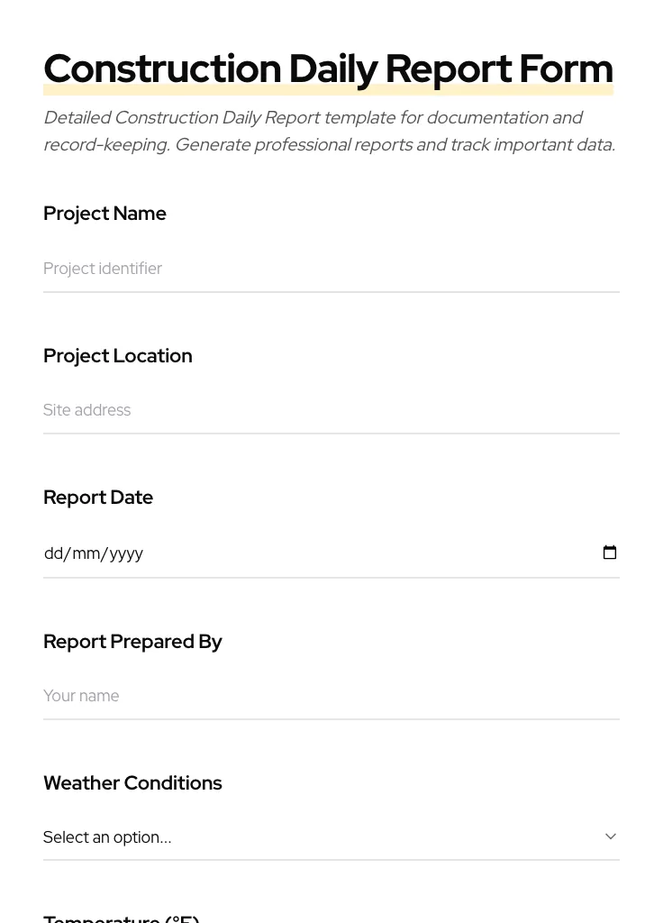 Construction Daily Report preview