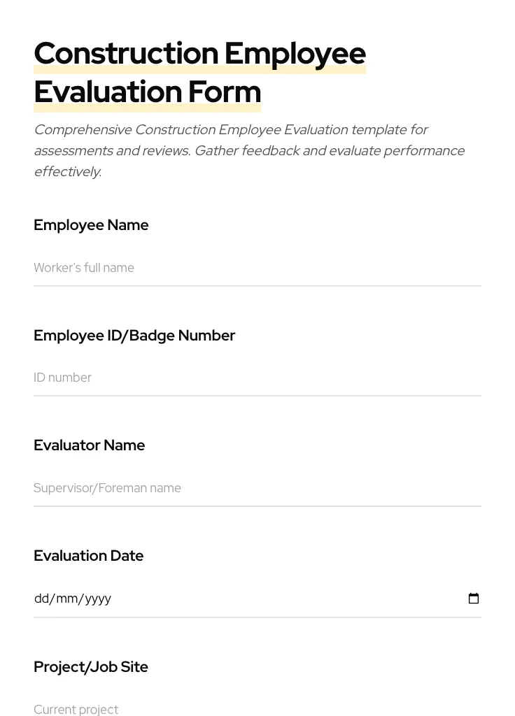Construction Employee Evaluation preview