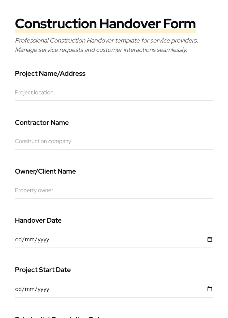 Construction Handover preview