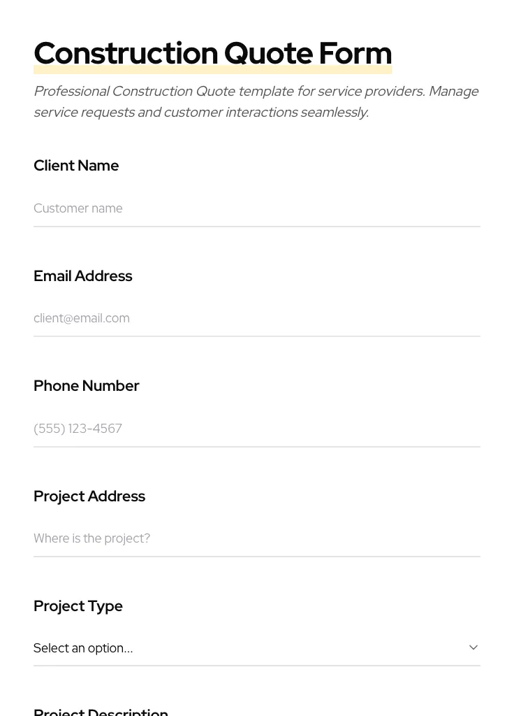 Construction Quote preview