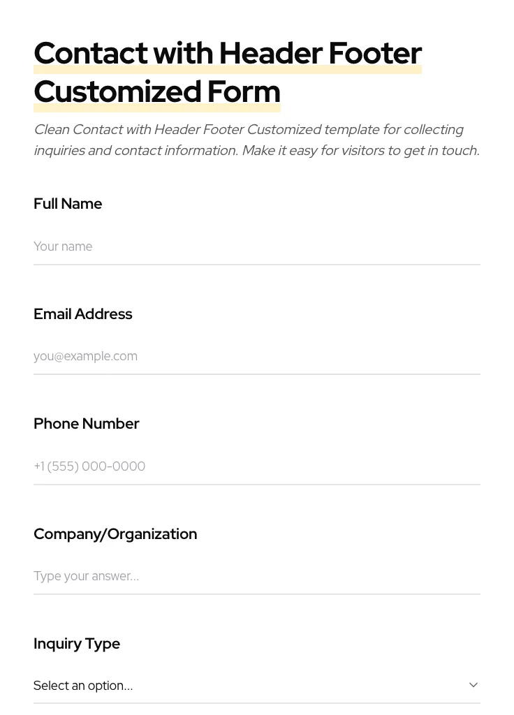 Contact with Header Footer Customized preview