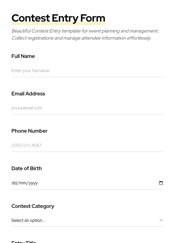 Contest Entry preview