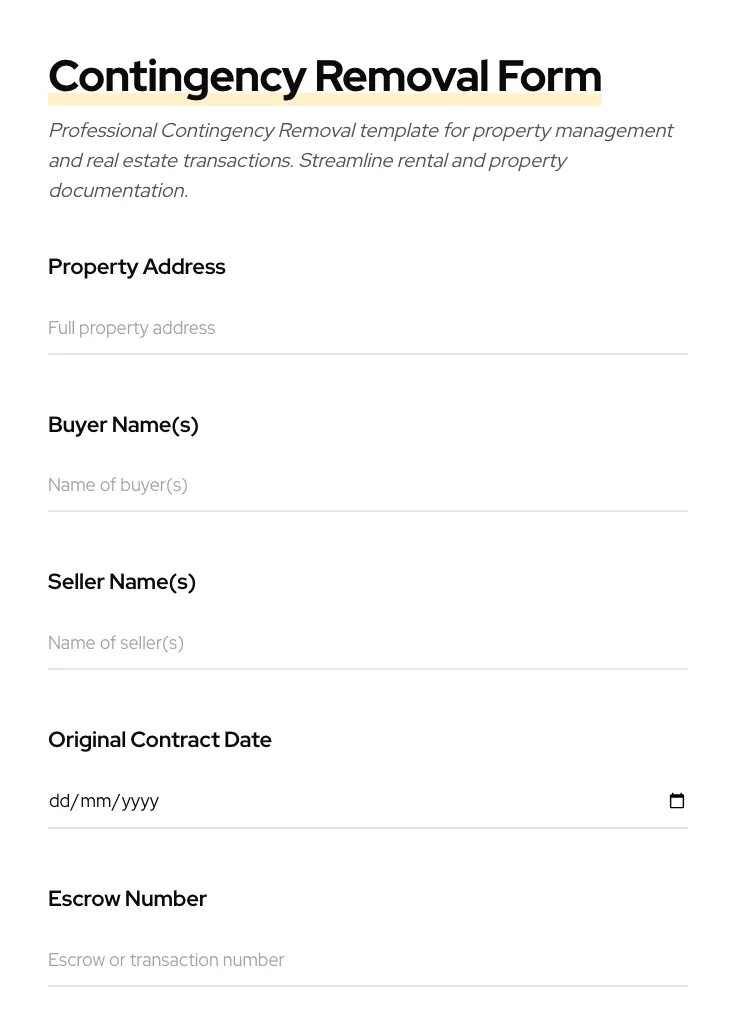 Contingency Removal preview