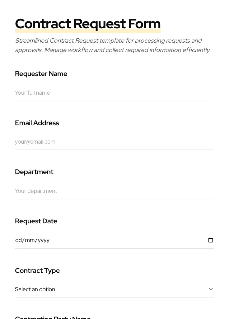 Contract Request preview