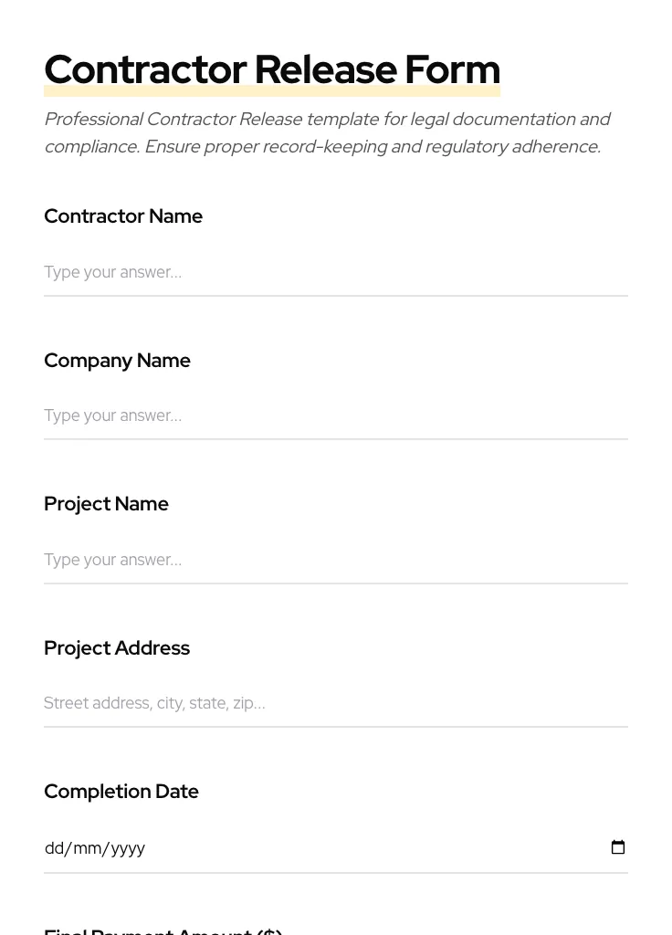 Contractor Release preview
