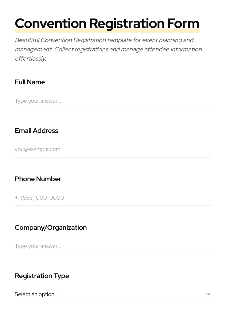Convention Registration preview