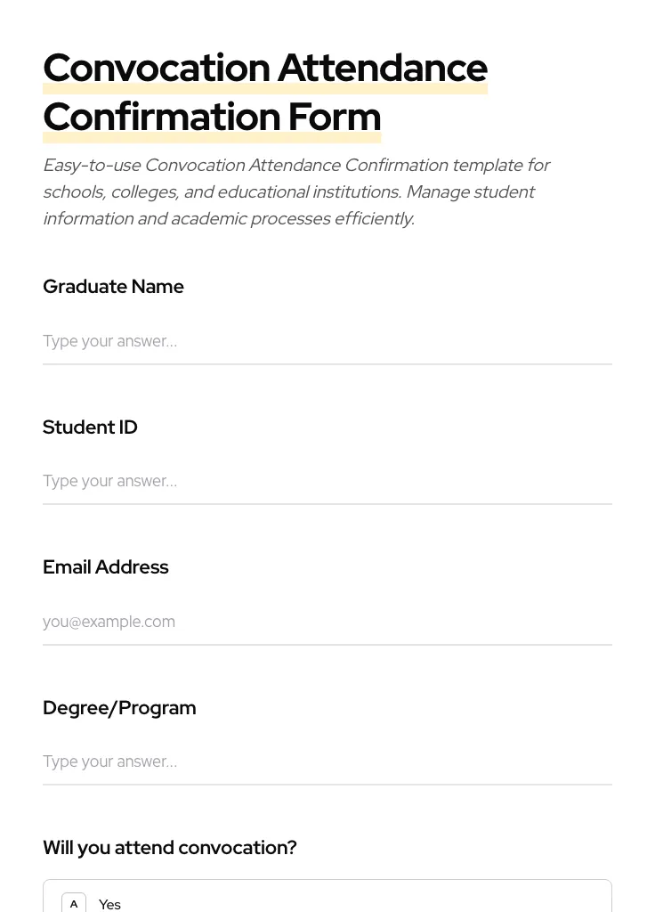 Convocation Attendance Confirmation preview