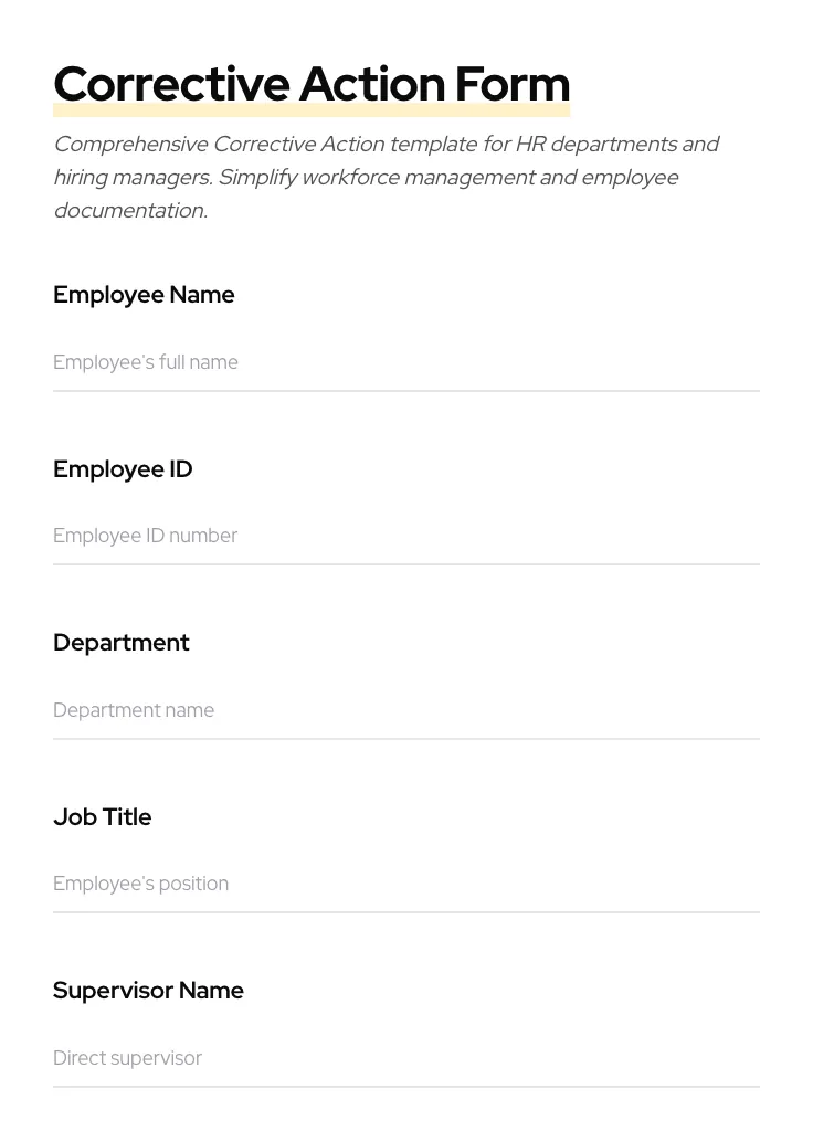 Corrective Action preview