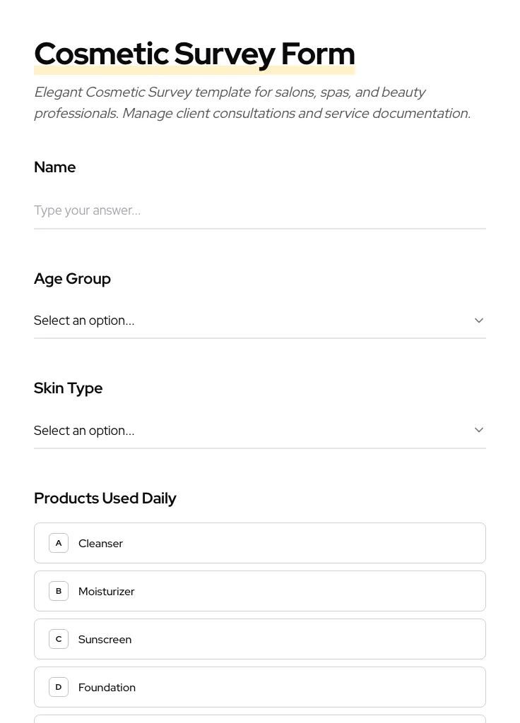 Cosmetic Survey preview