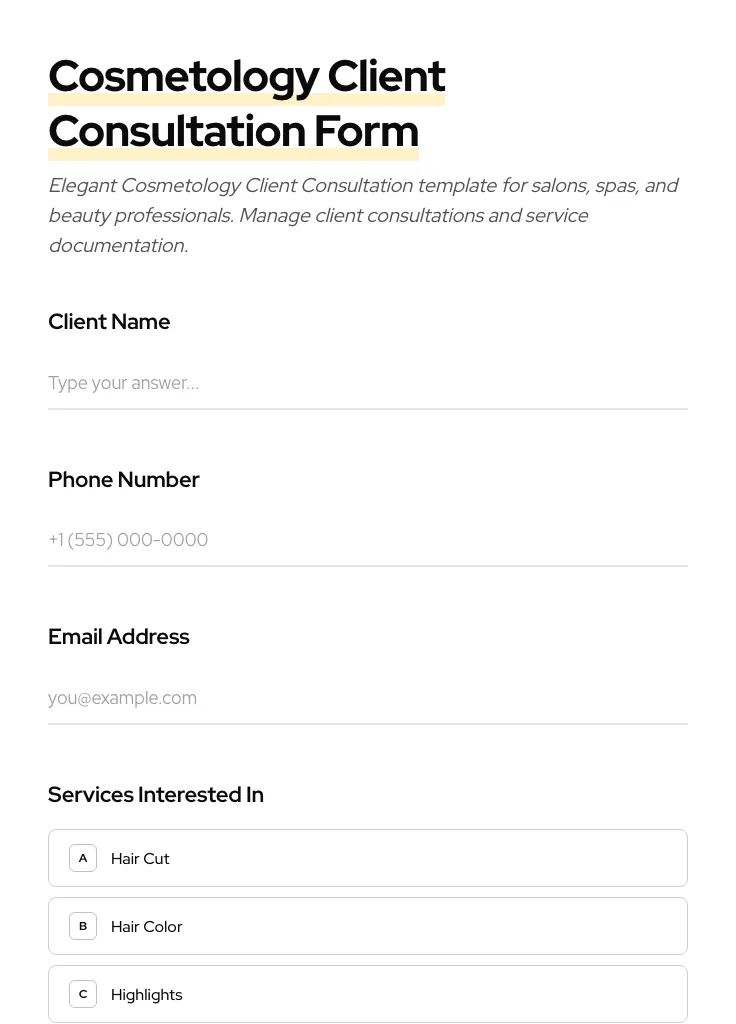 Cosmetology Client Consultation preview