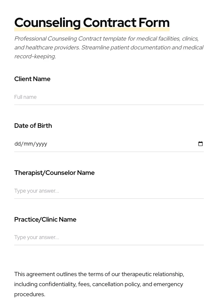 Counseling Contract preview