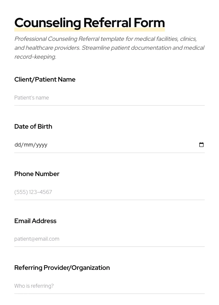 Counseling Referral preview