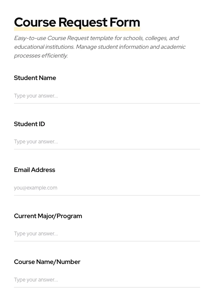 Course Request preview