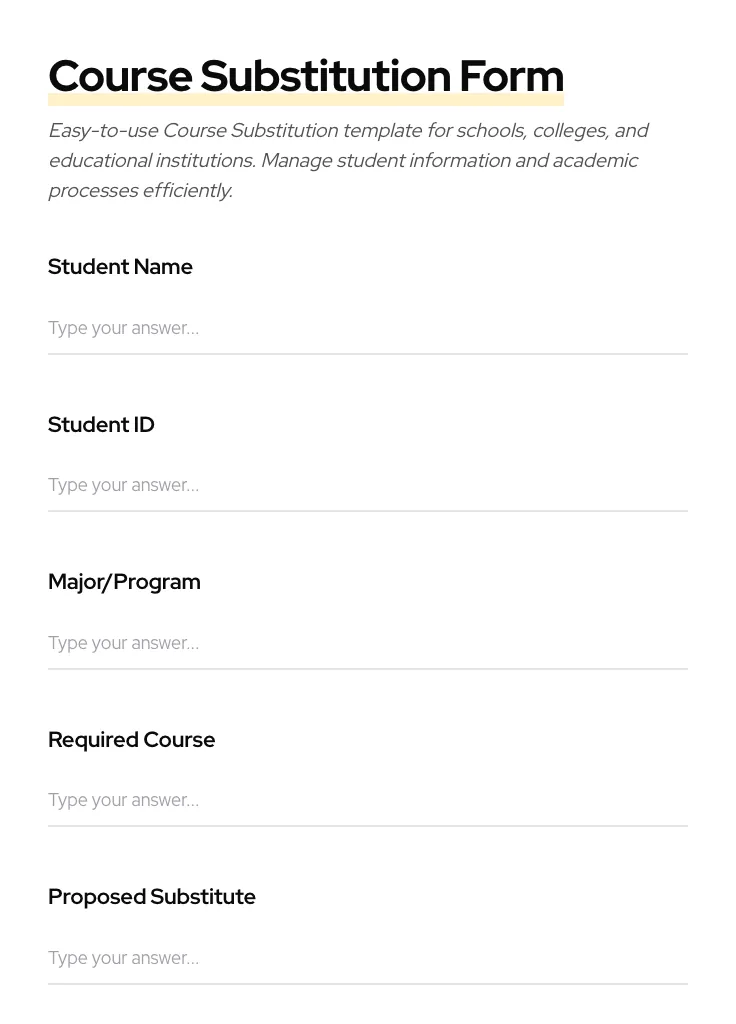 Course Substitution preview