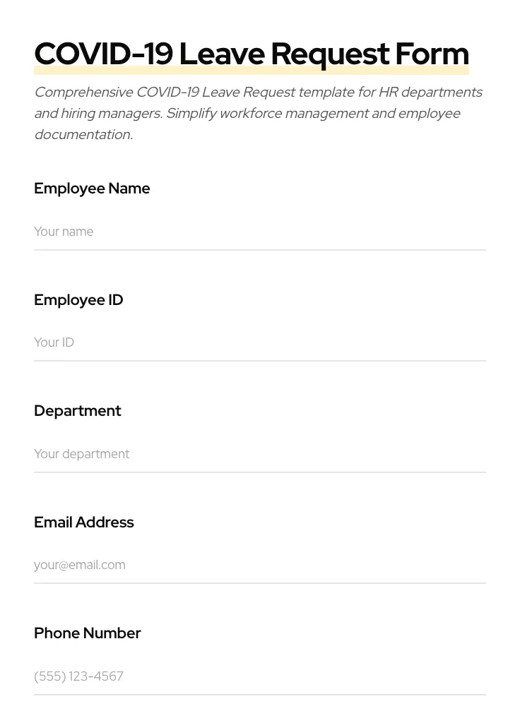 COVID-19 Leave Request preview
