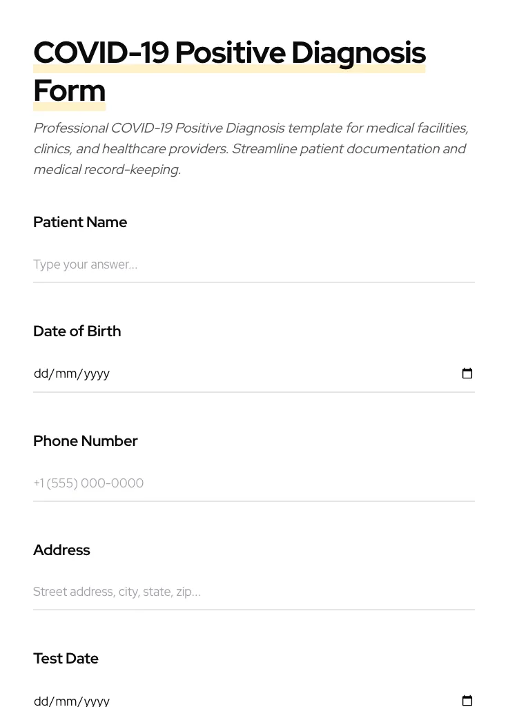 COVID-19 Positive Diagnosis preview