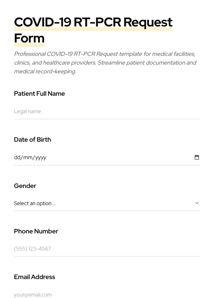 COVID-19 RT-PCR Request preview