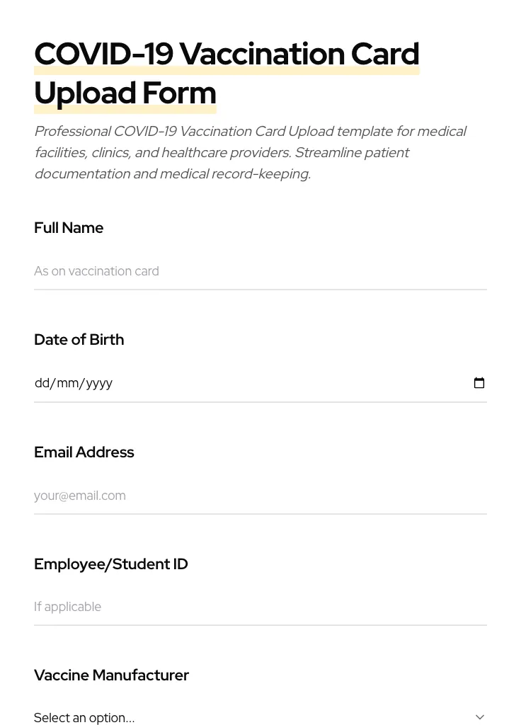 COVID-19 Vaccination Card Upload preview