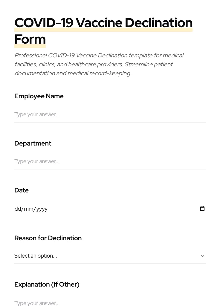 COVID-19 Vaccine Declination preview