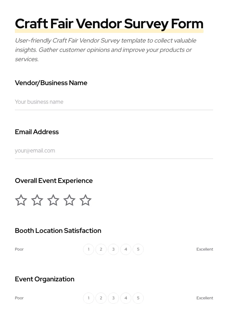 Craft Fair Vendor Survey preview
