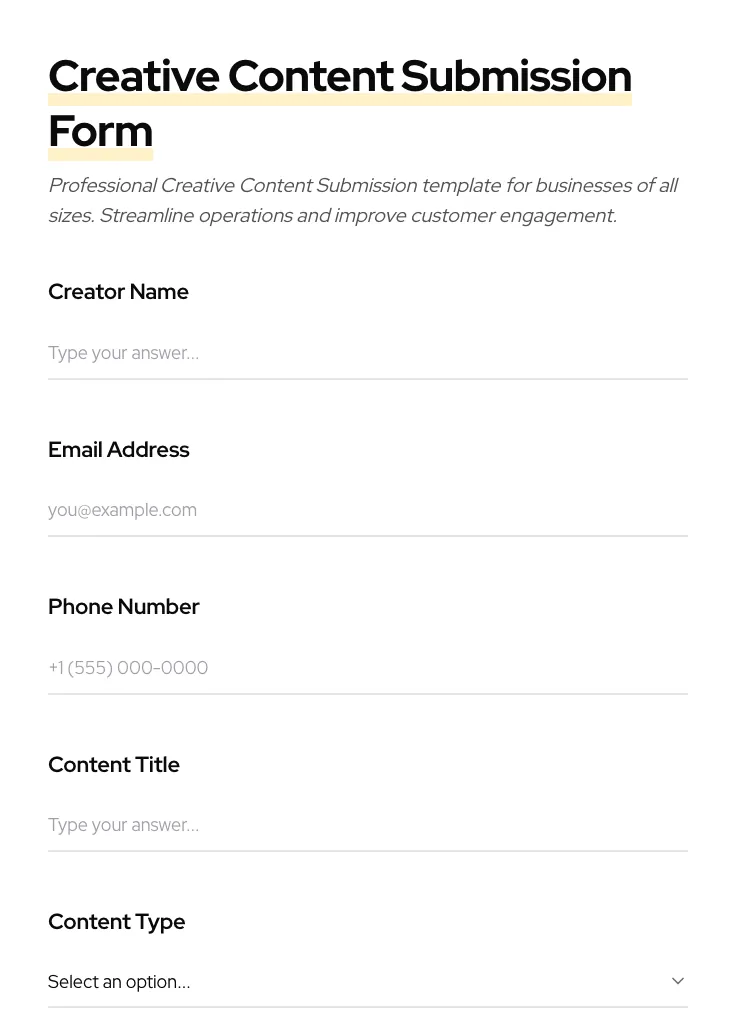 Creative Content Submission preview