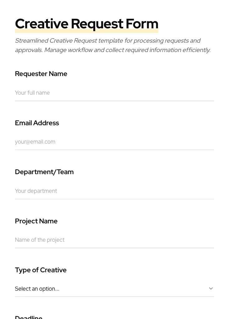 Creative Request preview