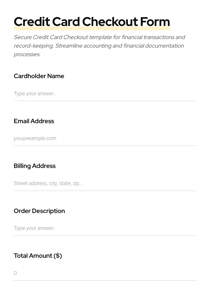 Credit Card Checkout preview