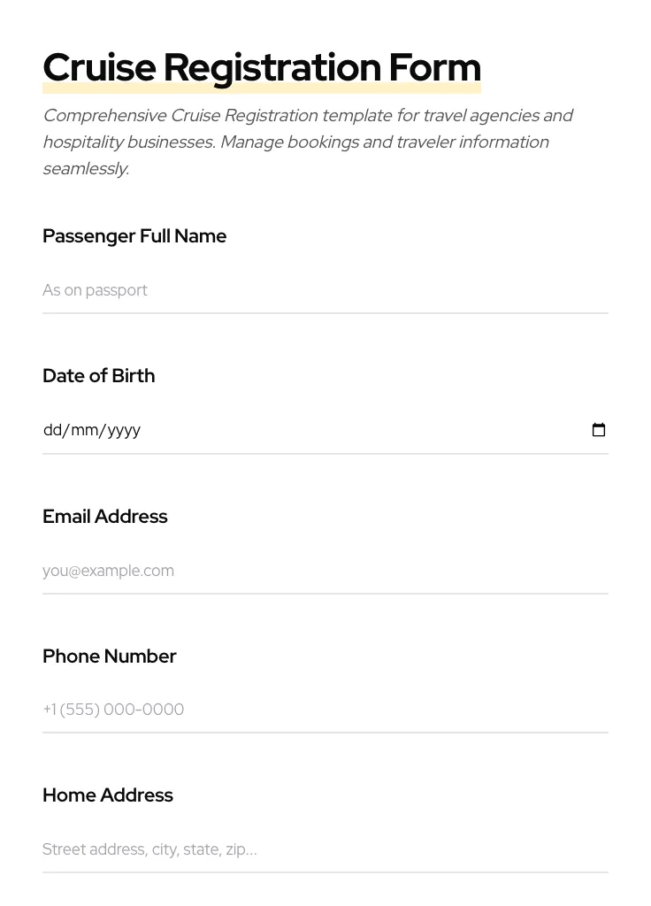 Cruise Registration preview