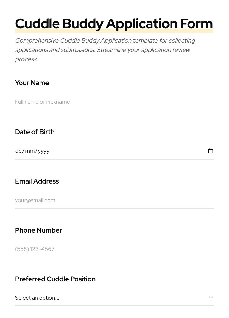 Cuddle Buddy Application preview