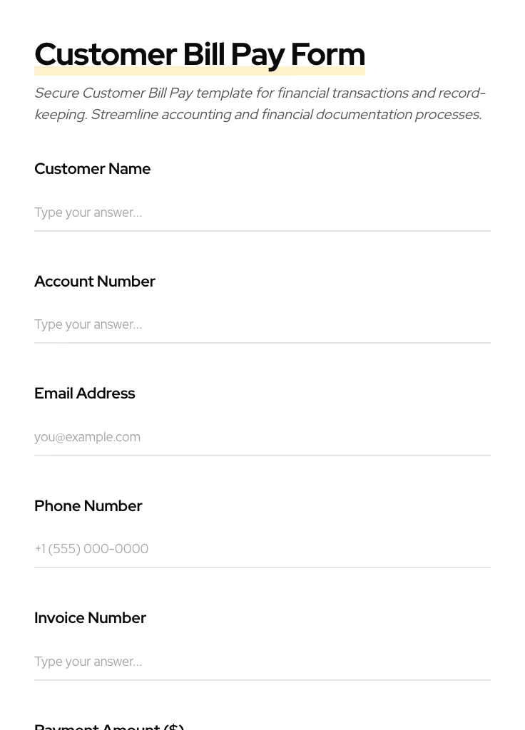 Customer Bill Pay preview