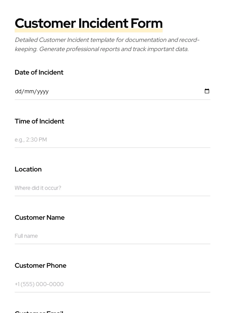 Customer Incident preview