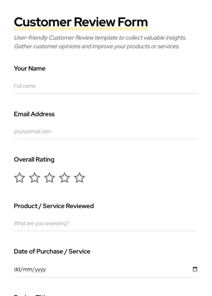Customer Review preview