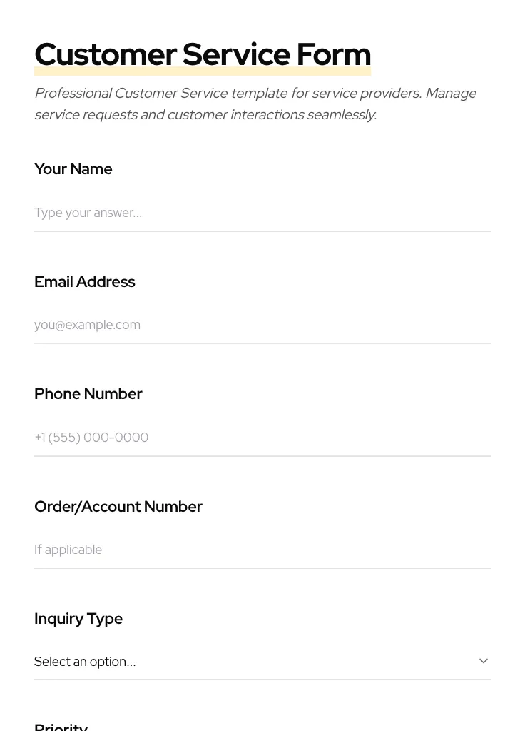 Customer Service preview