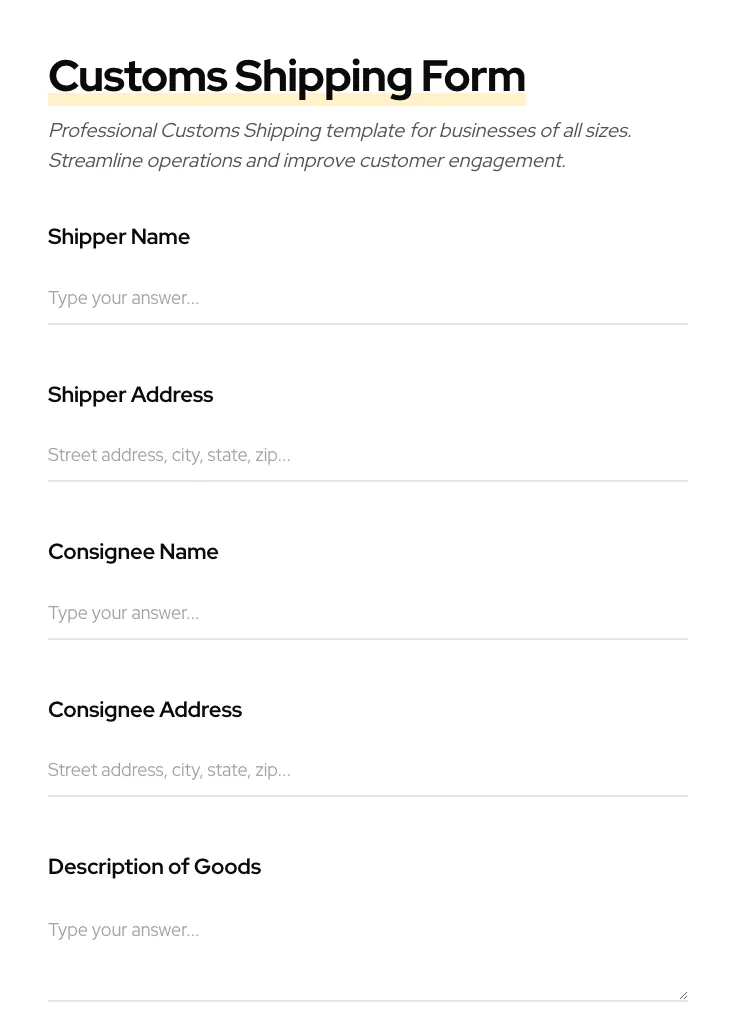 Customs Shipping preview