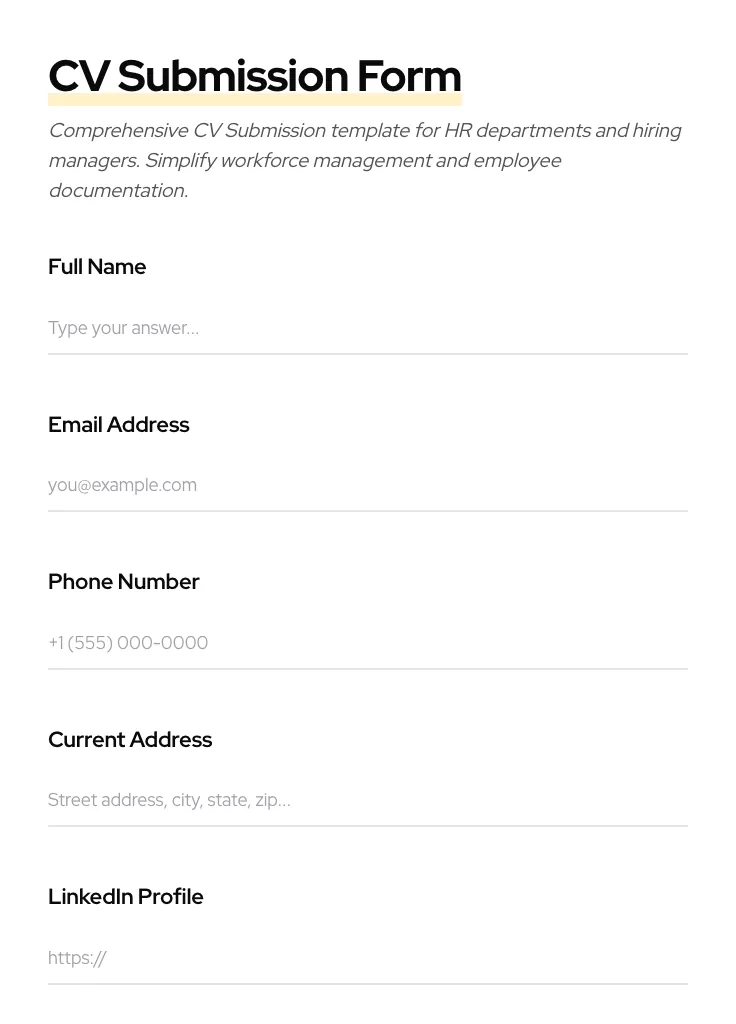 CV Submission preview