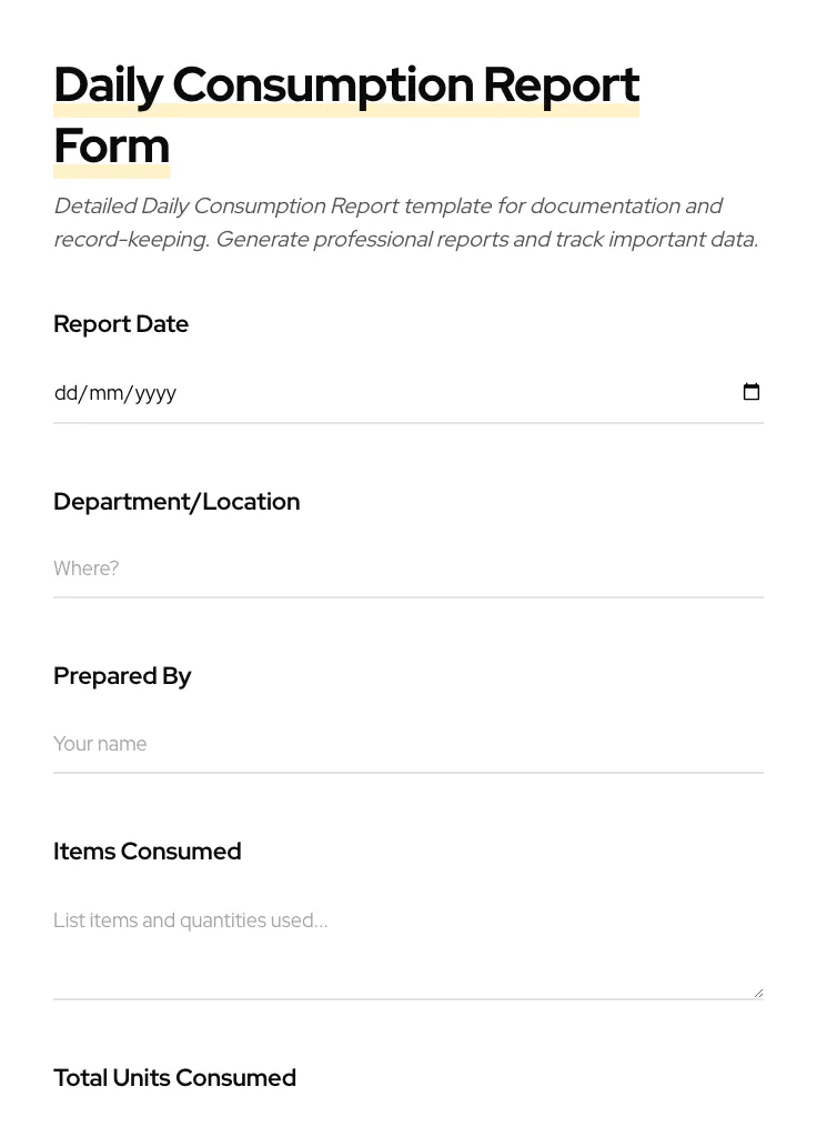 Daily Consumption Report preview