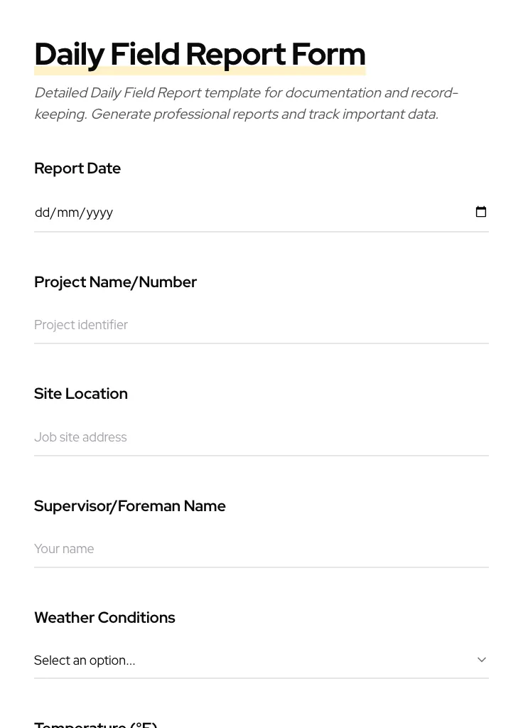 Daily Field Report preview