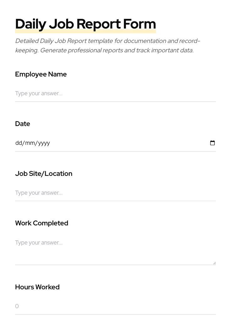 Daily Job Report preview