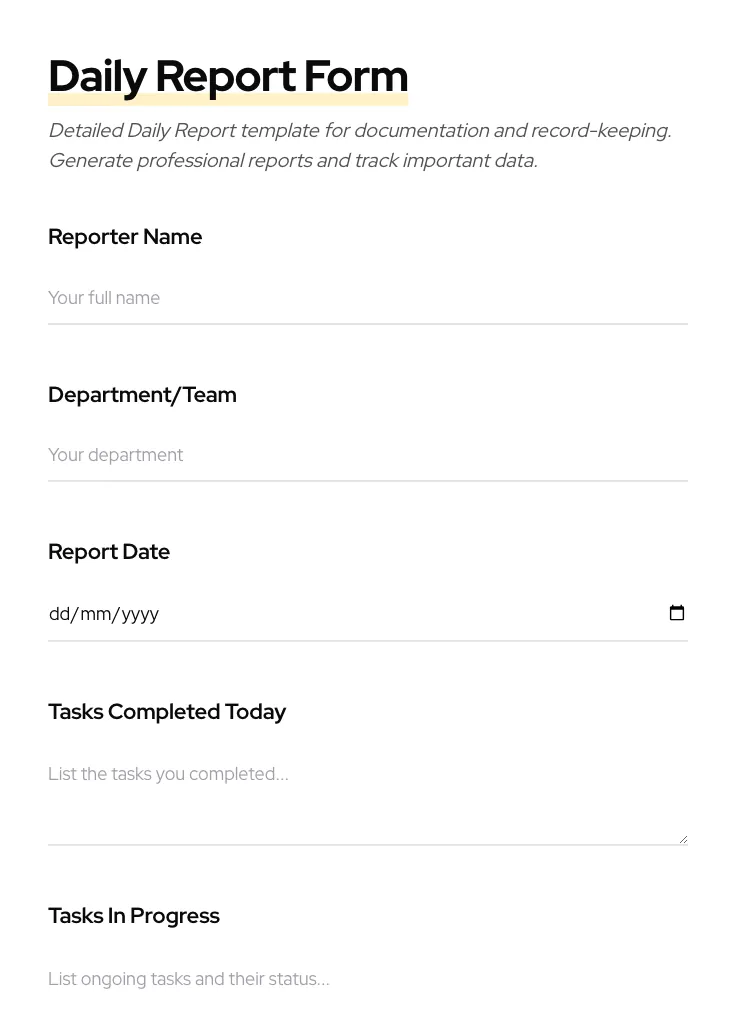 Daily Report preview